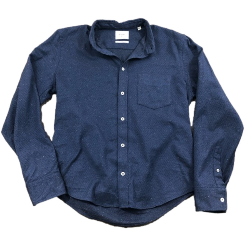 Billy Reid Navy Textured Long-Sleeve Button-Down Shirt